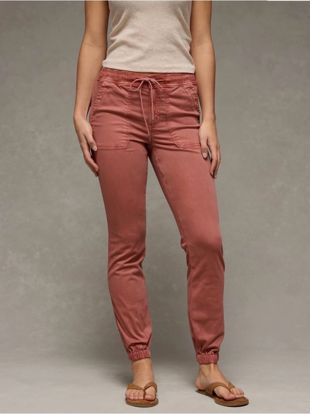 American Eagle Outfitters Dusty Rose Drawstring Jogger Pants